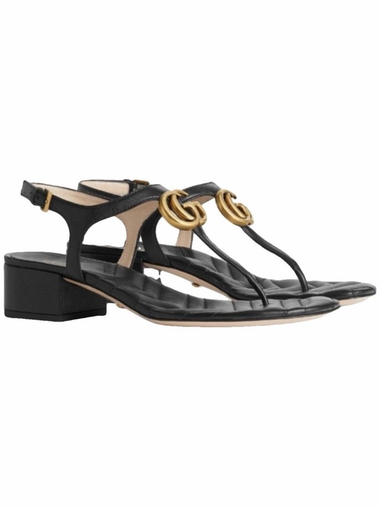 Gucci Shoes - GUCCI Marmont GG logo leather thong sandals